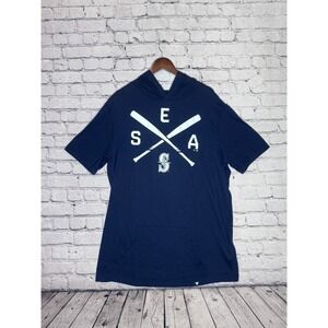 Fanatics Seattle Mariners Navy Blue Short Sleeve Hoodie Mens XL